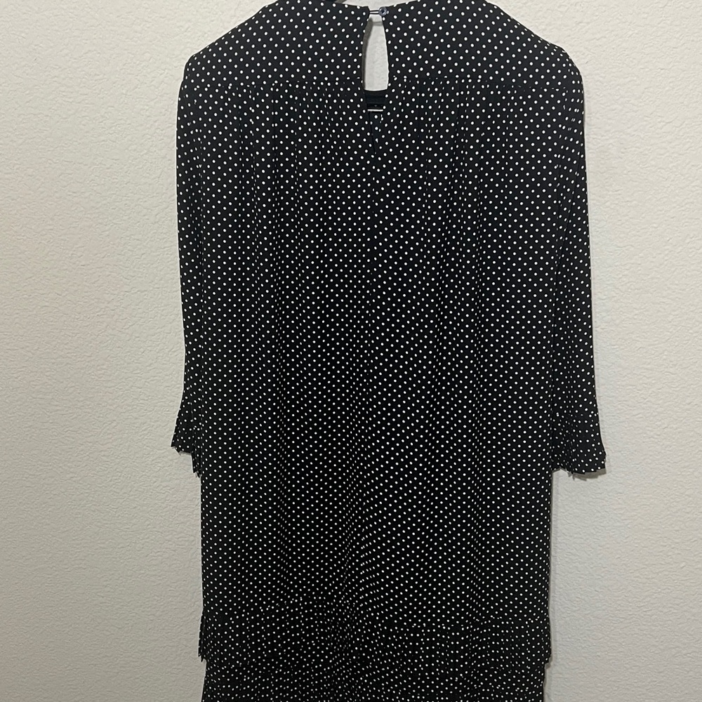 Kate spade New York Black & White PolkaDot midi dress dainty flowy Sz 10 - Picture 11 of 13